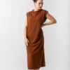 Φόρεμα Scuba Μidi Βάτες Καφέ 1