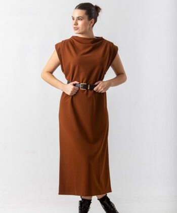 Φόρεμα Scuba Μidi Βάτες Καφέ 4