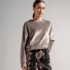Velvet Blouse with Elastic Hem Mocha