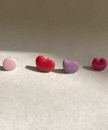 Σετ Σκουλαρίκια Πολυμερικός Πηλός Ροζ Κόκκινο Λιλά Φούξια 1