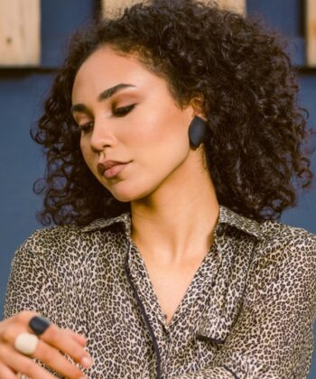 Σκουλαρίκια Πολυμερικός Πηλός Φύλλο Μαύρο 2