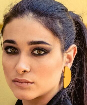 Σκουλαρίκια Πολυμερικός Πηλός Ημικυκλικά Ώχρα 2 (2)