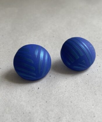 Σκουλαρίκια Πολυμερικός Πηλός Στρογγυλά Ανάγλυφα Μπλε 1