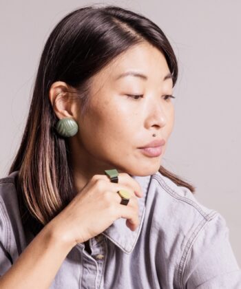 Σκουλαρίκια Πολυμερικός Πηλός Στρογγυλά Ανάγλυφα Πράσινο 2