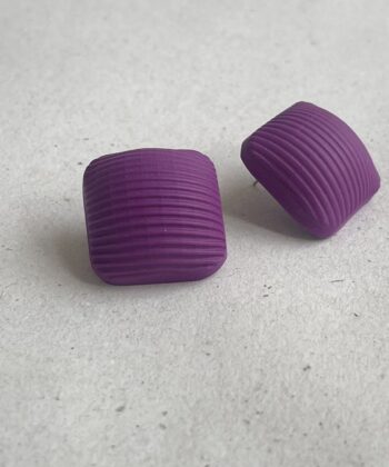 Σκουλαρίκια Πολυμερικός Πηλός Τετράγωνα Μοβ 1