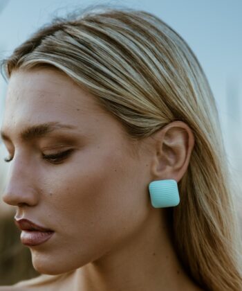 Σκουλαρίκια Πολυμερικός Πηλός Τετράγωνα Μοβ 2