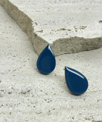 Ξύλινα Σκουλαρίκια Σταγόνα Πετρόλ