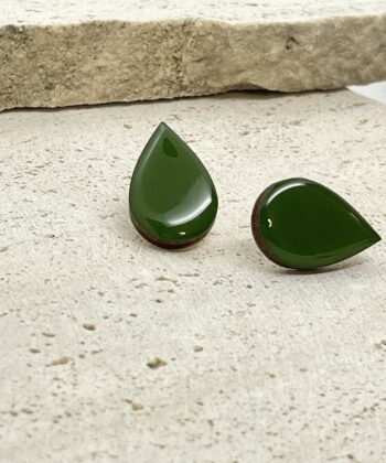 Ξύλινα Σκουλαρίκια Σταγόνα Πράσινο