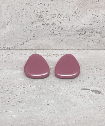 Ξύλινα Σκουλαρίκια Βότσαλο Ροζ 1