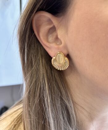 Σκουλαρίκια Χρυσά Πέτρα Εκρού