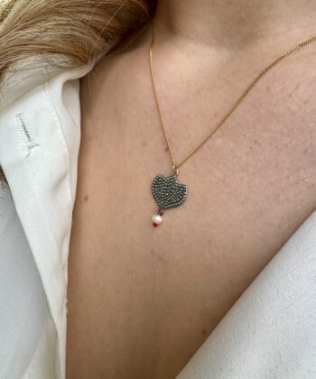 Κολιέ Ασήμι Επίχρυσο Λουλούδι Μαργαριτάρι 2