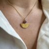 Gold Plated Silver Fan Shaped Necklace Zircon Stone