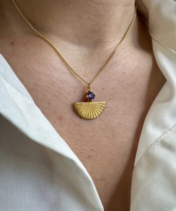 Κολιέ Ασήμι Επιχρυσωμένο Βεντάλια Μοβ Ζιργκόν 1