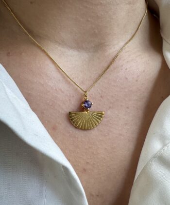 Κολιέ Ασήμι Επιχρυσωμένο Βεντάλια Μοβ Ζιργκόν 3