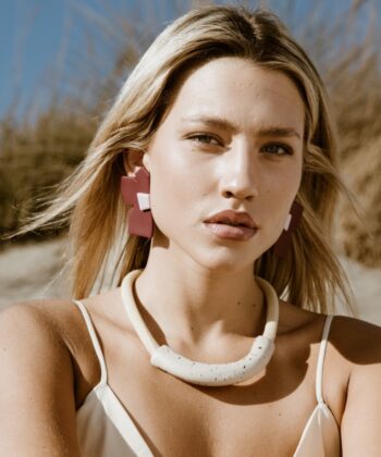 Σκουλαρίκια Πολυμερικός Πηλός Λουλούδι Μπορντό Ροζ 2