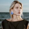 Σκουλαρίκια Πολυμερικός Πηλός Στρογγυλά Ημιδιάφανα Μπλε 1