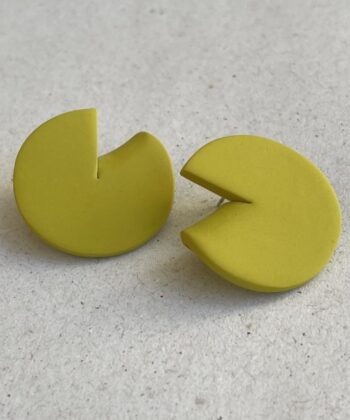 Round Polymer Clay Pac Man Earrings Lime