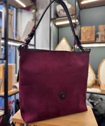Τσάντα Ώμου Suede Μπορντό 2