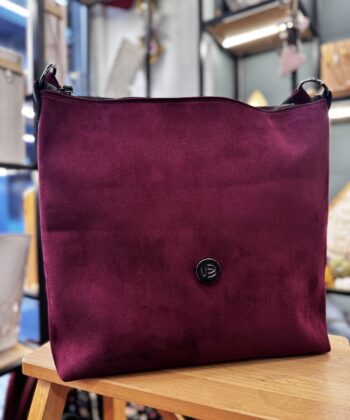 Τσάντα Ώμου Suede Μπορντό1