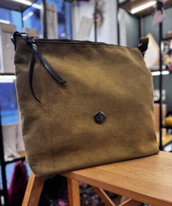 Τσάντα Ώμου Suede Πράσινο Λαδί 1