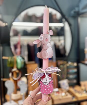 Λαμπάδα Ξύλινο Λαγουδάκι Μπρελόκ Γατούλα