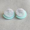 Polymer Clay Earrings White Semi Transparent Aqua