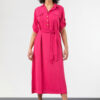 Φόρεμα Midi Σεμιζιέ Φούξια