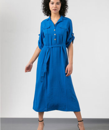 Φόρεμα Midi Σεμιζιέ Μπλε