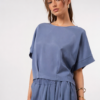 Women's Short Sleeve Loose Fit Blouse Blue