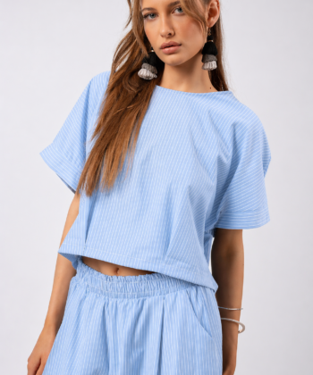 Γυναικεία Μπλούζα Ριγέ Χαλαρή Γαλάζιο 1