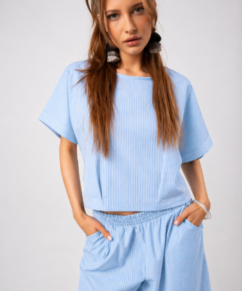 Γυναικεία Μπλούζα Ριγέ Χαλαρή Γαλάζιο