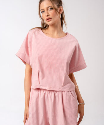Γυναικεία Μπλούζα Ριγέ Χαλαρή Ροζ 1
