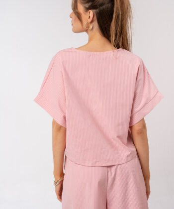 Γυναικεία Μπλούζα Ριγέ Χαλαρή Ροζ 2