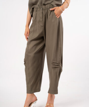 Γυναικείο Παντελόνι Barrel Λαδί 1