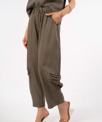 Γυναικείο Παντελόνι Barrel Λαδί 2