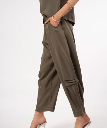 Γυναικείο Παντελόνι Barrel Λαδί 3