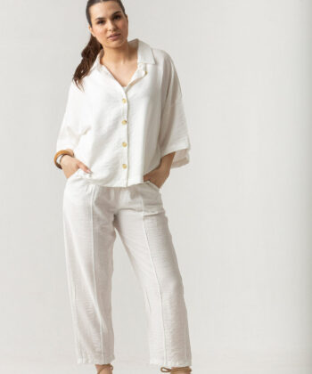 Γυναικείο Πουκάμισο Λινό Οversized Λευκό 2