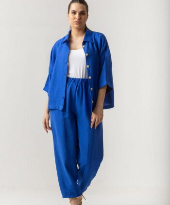 Γυναικείο Πουκάμισο Λινό Οversized Μπλε 2