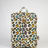 Backpack Fabric Black Flowers Ecrou Τurquoise Pink