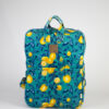 Backpack Fabric Black Flowers Turquoise Lemons