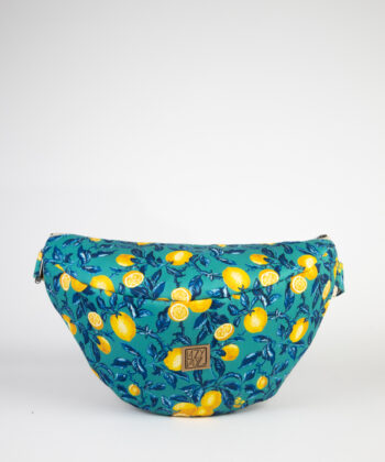 Crossbody Fabric Belt Bag Turquoise Lemons