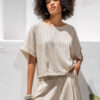 Women's Beige Striped Relaxed Fit Top