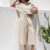 Women's Beige Striped Wide Leg Culottes