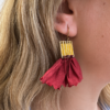 Gold Plated Earrings Fabric And Zircon Stones