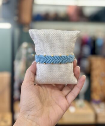 Handmade Boho Macrame Bracelet Light Blue Color