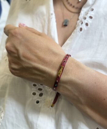 Handmade Boho Fish Bracelet Burgundy Red