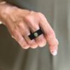 Black Plexiglass Ring Green Aventurine Stone
