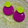 Magenta Lime Green Wooden Earrings