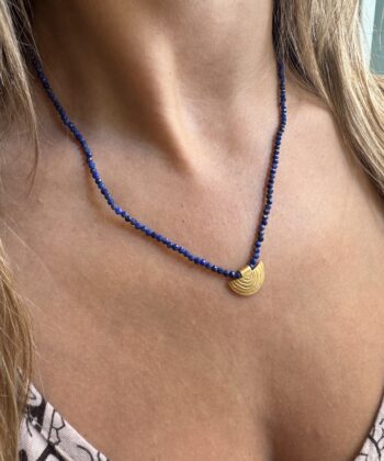 Κρεμαστό Aσήμι Eπιχρυσωμένο Ημικύκλιο Lapis Lazuli 2
