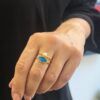 Gold Plated 925 Sterling Silver Blue Ring Evil Eye Pearl